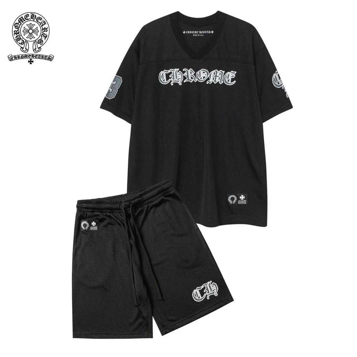 【Chrome-hearts】クロムハーツ 【男女兼用】トレンディなヒップホップアメリカンアイスホッケーユニフォーム半袖スーツルーズメッシュユニフォームジャージTシャツ