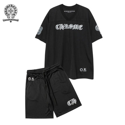 【Chrome-hearts】クロムハーツ 【男女兼用】トレンディなヒップホップアメリカンアイスホッケーユニフォーム半袖スーツルーズメッシュユニフォームジャージTシャツ