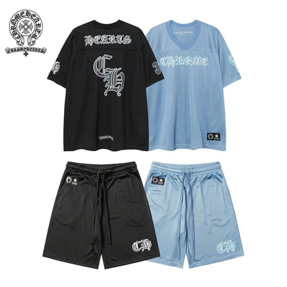 【Chrome-hearts】クロムハーツ 【男女兼用】トレンディなヒップホップアメリカンアイスホッケーユニフォーム半袖スーツルーズメッシュユニフォームジャージTシャツ