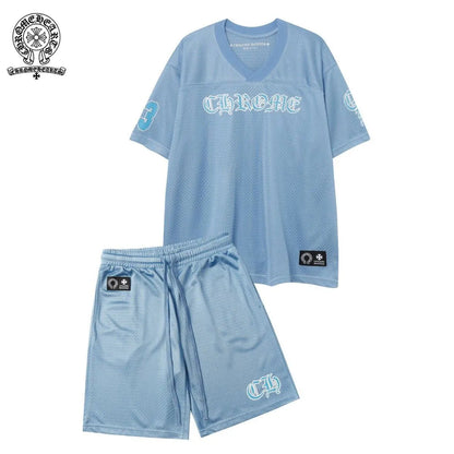 【Chrome-hearts】クロムハーツ 【男女兼用】トレンディなヒップホップアメリカンアイスホッケーユニフォーム半袖スーツルーズメッシュユニフォームジャージTシャツ